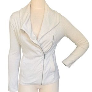 Banana Republic Light Beige Asymmetric Moto Zip XS Sweatshirt Jacket #239E